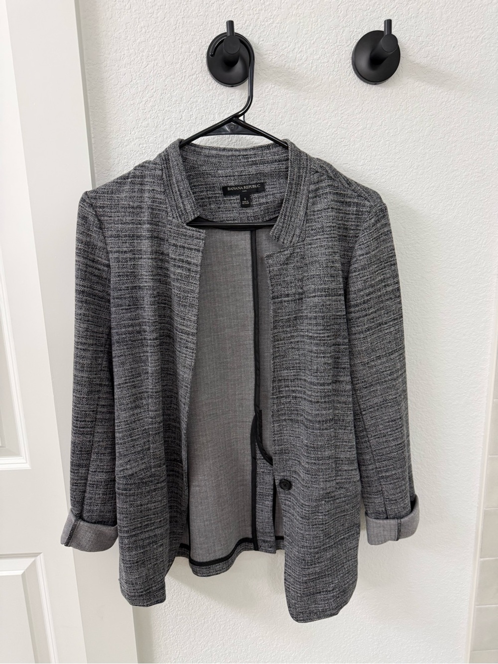Banana Republic Heathered Gray Open-Front Women's Blazer
